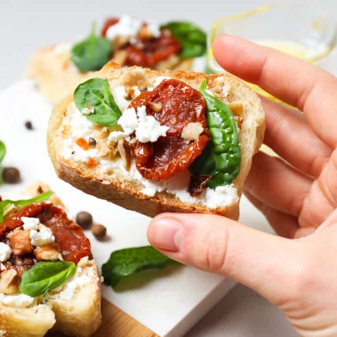 Sandwich with sun-dried tomato - tasty snack concept